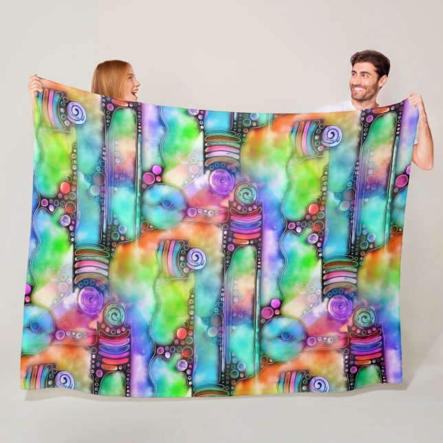 Handfärgad och digitalt målad sömlös Mönster 64 Fleecefilt (På plats)