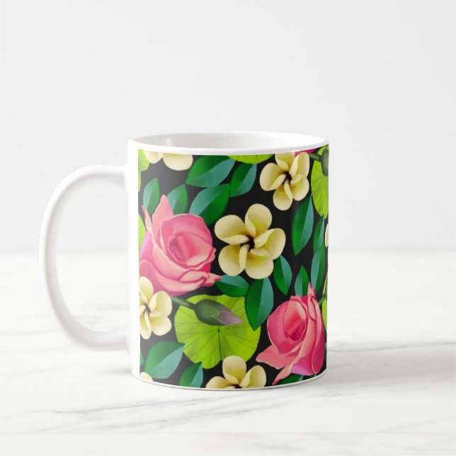 Handfärgade blommor, design-67459 kaffemugg (Vänster)