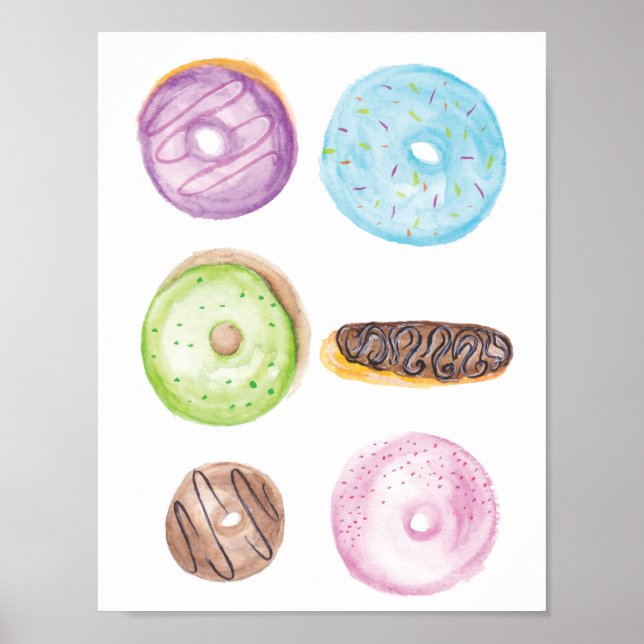 Handfärgade, frostade, blandade Donuts Poster (Framsidan)