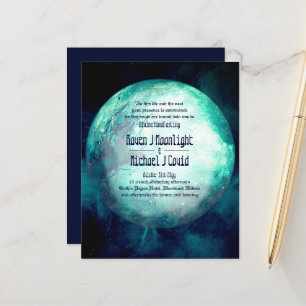 Handfasta inbjudan Pagan Wicca Teal Måne Gotisk