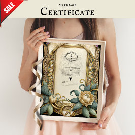 HANDFASTSTÄLL CERTIFIKAT BLOMMIGT CELTIC WICCA PAG POSTER