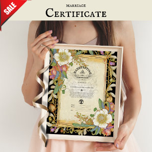 HANDFASTSTÄLL CERTIFIKAT BLOMMIGT CELTIC WICCA PAG POSTER