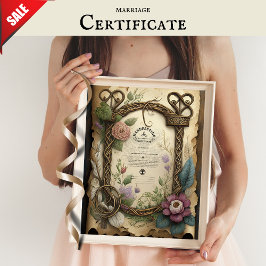 HANDFASTSTÄLL CERTIFIKAT BLOMMIGT CELTIC WICCA PAG POSTER