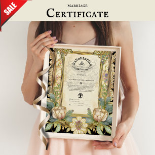 HANDFASTSTÄLL CERTIFIKAT BLOMMIGT CELTIC WICCA PAG POSTER