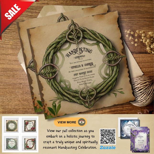 HANDFASTSTÄLLANDE INVITATIONER CELTIC KNOTS KRAFT INBJUDNINGAR (Skapare uppladdad)