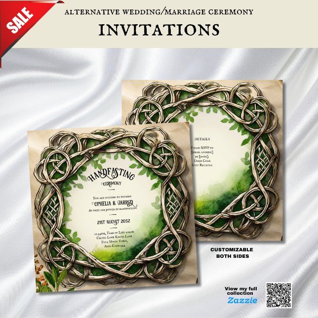 HANDFASTSTÄLLANDE INVITATIONER CELTIC KNOTS KRAFT INBJUDNINGAR (Skapare uppladdad)