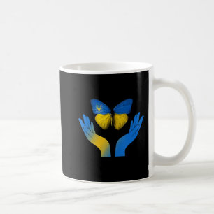 Handfjäril Ukraina Ukrainas ukrainska Flagga Ställ Kaffemugg