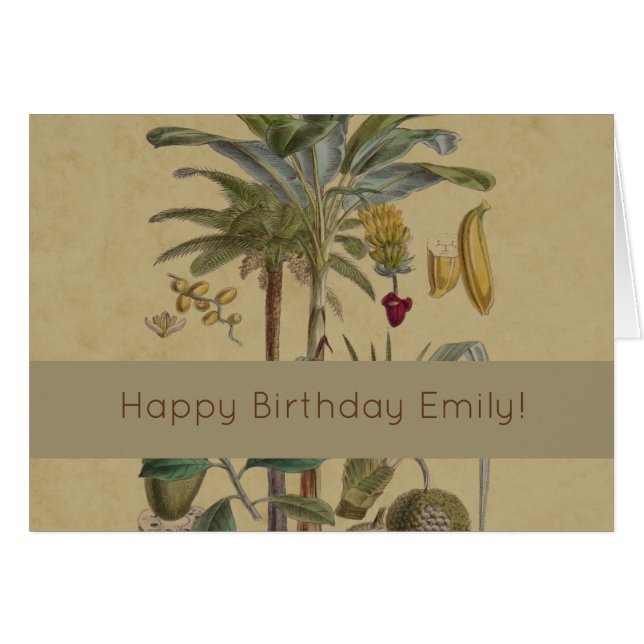 Handflatan Antique Tropical Fruit Botanical Art Hälsningskort (Framsidan Horizontal)