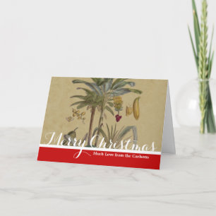 Handflatan Antique Tropical Fruit Botanical Art Helgkort