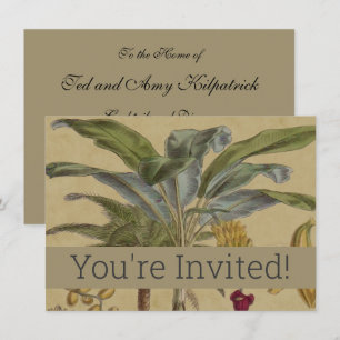 Handflatan Antique Tropical Fruit Botanical Art Inbjudningar