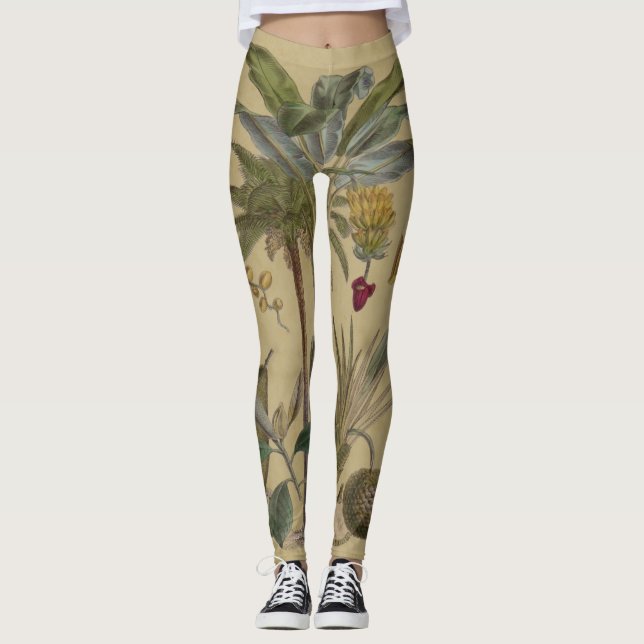 Handflatan Antique Tropical Fruit Botanical Art Leggings (Framsida)