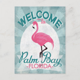 Handflatan Bay Florida Rosa Flamingo Retro Vykort