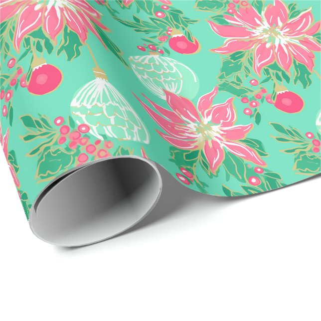 Handflatan Beach-Blommigten för vattenfärg Presentpapper (Rullad Hörn)