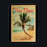 Handflatan Beach Florida Handflatan Träd Beach Vin Magnet<br><div class="desc">Handflatan Beach Florida-konstruktionen i Vintage resor stil,  som har ett handflatan träd på stranden med hav och himlar.</div>