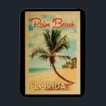 Handflatan Beach Florida Handflatan Träd Beach Vin Magnet<br><div class="desc">Handflatan Beach Florida-konstruktionen i Vintage resor stil,  som har ett handflatan träd på stranden med hav och himlar.</div>
