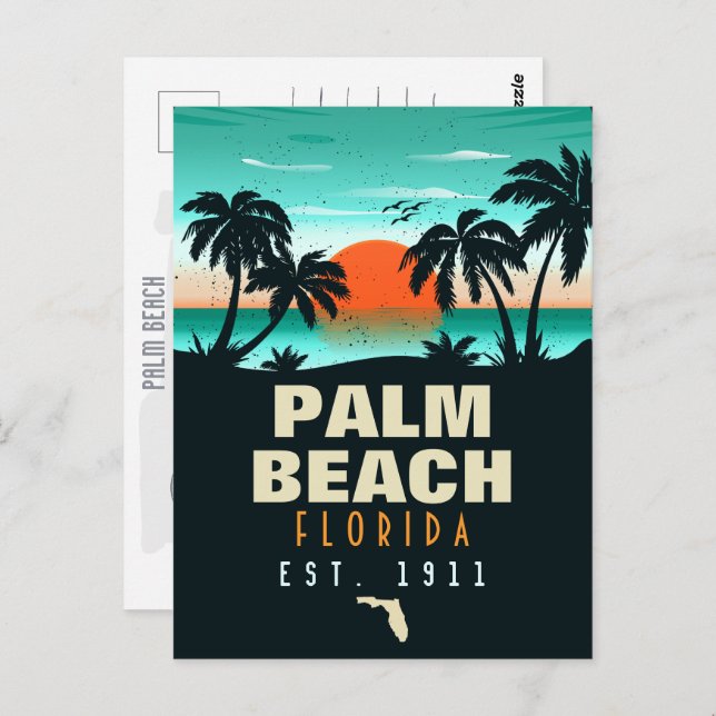 Handflatan Beach Florida Retro Sunset Souvenirs 60 Vykort (Fram/baksida)