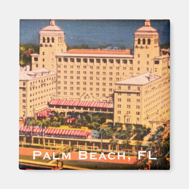 Handflatan Beach, Florida - Vintage Skyline Photo Magnet (Framsidan)