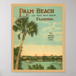 Handflatan Beach Florida Vintage Turism Poster