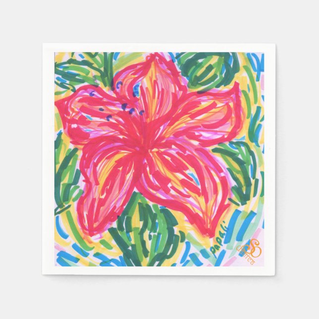 Handflatan Beach Hibiscus napkin Pappersservett (Framsidan)