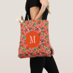 Handflatan Beach-julen Poinsettias Monogrammed Tygkasse<br><div class="desc">PreppyPrint.com - Lägg till personligens beröring i den här väskan. Klicka på "Redigera design" om du vill ändra teckensnittet,  bilden storlek osv. Överför den här designen även till de produkter du vill ha! Besök min designerbutik,  PreppyPrint.com,  för att få information om hur du samordnar saker.</div>