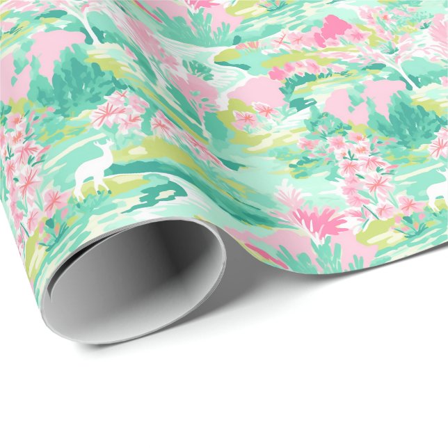 Handflatan Beach-julen - vattenfärgsrenar Presentpapper (Rullad Hörn)