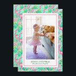 Handflatan Beach-julfoto Rosa & Grönt Reindeer Pho Julkort<br><div class="desc">PreppyPrint.com - Fira jul i stil! Lägg till personligens beröring på de här fotokorten. Överför den här designen även till de produkter du vill ha! Besök min designerbutik,  PreppyPrint.com,  för att få information om hur du samordnar saker.</div>
