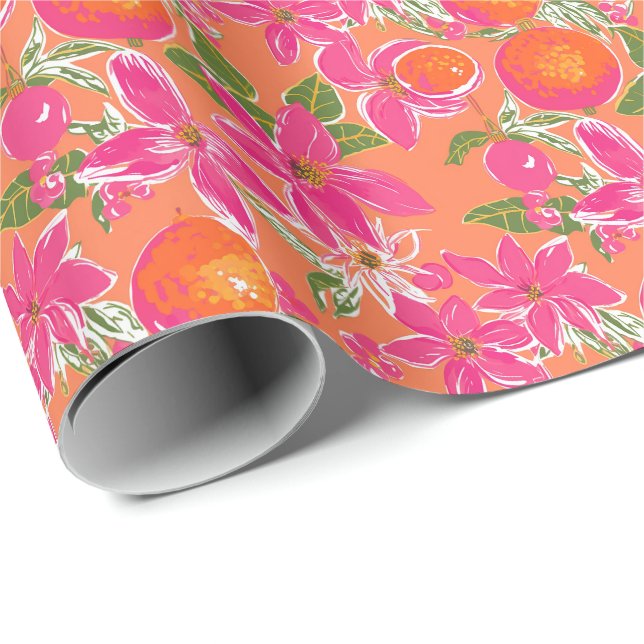 Handflatan Beach-Orangen för vattenfärg Presentpapper (Rullad Hörn)