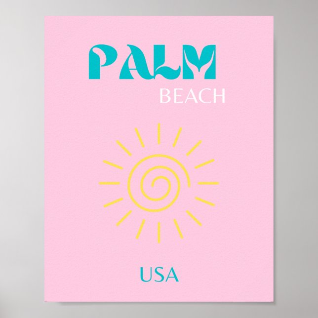 Handflatan Beach, Preppy, Preppy Art, Rosa Poster (Framsidan)