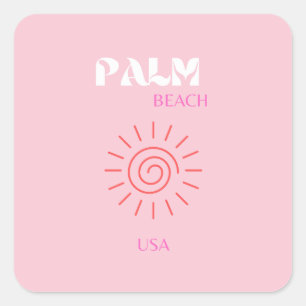 Handflatan Beach, Preppy, Preppy Room, Rosa Fyrkantigt Klistermärke