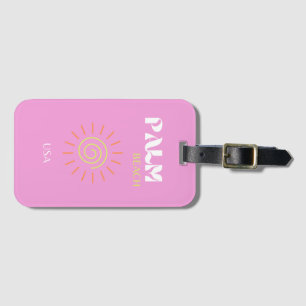 Handflatan Beach, Retro Art, Preppy, Rosa Art, Ros Bagagebricka
