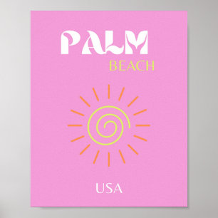Handflatan Beach, Retro Art, Preppy, Rosa Art, Ros Poster