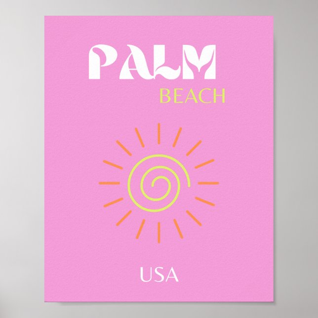Handflatan Beach, Retro Art, Preppy, Rosa Art, Ros Poster (Framsidan)