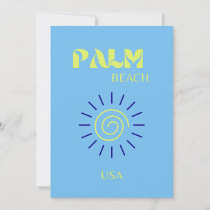 Handflatan Beach, Travel Art, Florida, Preppy, Blu Julkort