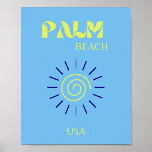 Handflatan Beach, Travel Art, Florida, Preppy, Blu Poster