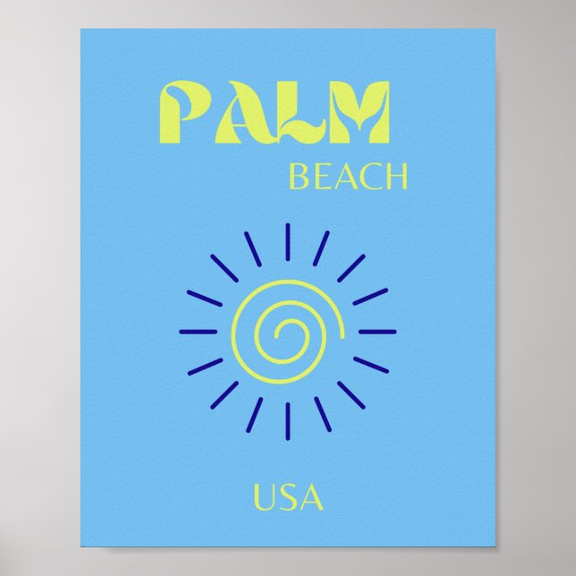 Handflatan Beach, Travel Art, Florida, Preppy, Blu Poster (Framsidan)