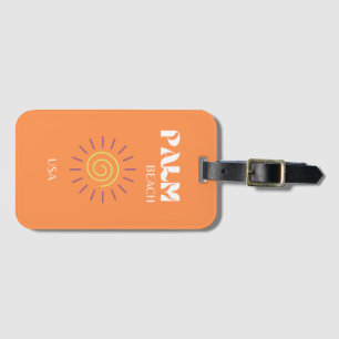 Handflatan Beach, Travel Art, Preppy, Orange Bagagebricka