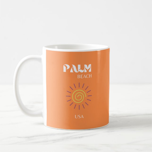 Handflatan Beach, Travel Art, Preppy, Orange Kaffemugg (Vänster)