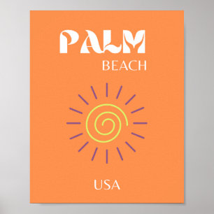 Handflatan Beach, Travel Art, Preppy, Orange Poster
