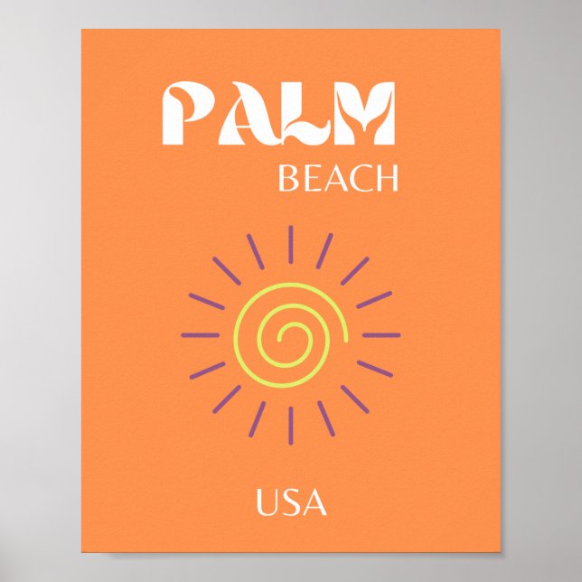 Handflatan Beach, Travel Art, Preppy, Orange Poster (Framsidan)