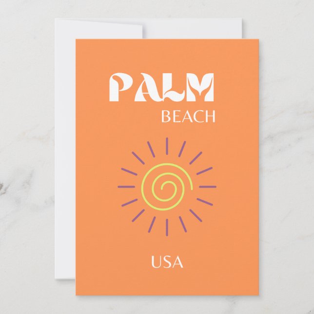 Handflatan Beach, Travel Art, Preppy, Orange Tack Kort (Framsida)