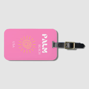 Handflatan Beach, Travel Art, Preppy, Rosa Bagagebricka