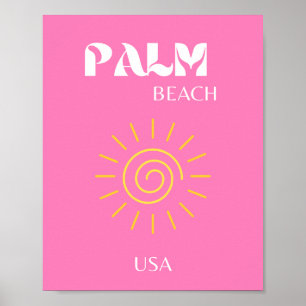Handflatan Beach, Travel Art, Preppy, Rosa Poster