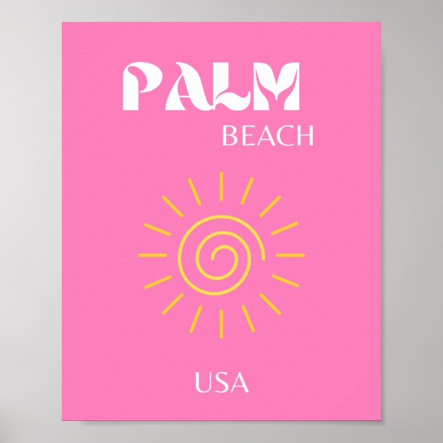 Handflatan Beach, Travel Art, Preppy, Rosa Poster (Framsidan)