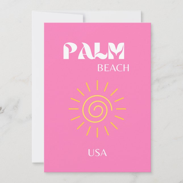 Handflatan Beach, Travel Art, Preppy, Rosa Tack Kort (Framsida)