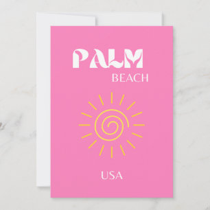 Handflatan Beach, Travel Art, Preppy, Rosa Tack Kort