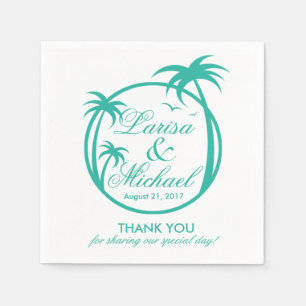 Handflatan Beach Tropical Logotyp aqua white Pappersservett