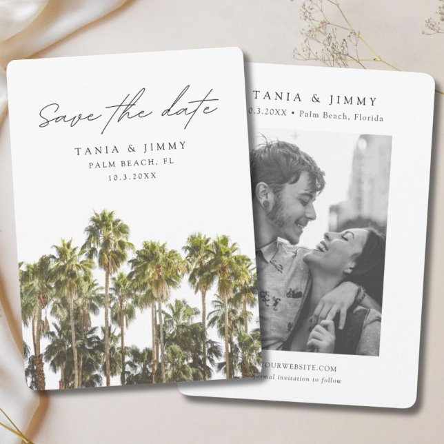Handflatan Beach Wedding Florida Spara datumet Inbjudningar (Palm Beach Wedding Florida Save the Date Invitation
)