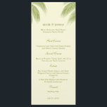 Handflatan Beach Wedding Menu Card - Grönt Meny<br><div class="desc">Den här moderna Handflatan Beach Wedding Collection av berryberrysöta.com kommer att sopa bort gästerna från deras fötter. Det är fantastiskt och fullt av tropisk charm. Kontakta oss gärna för anpassningsbar färger.</div>