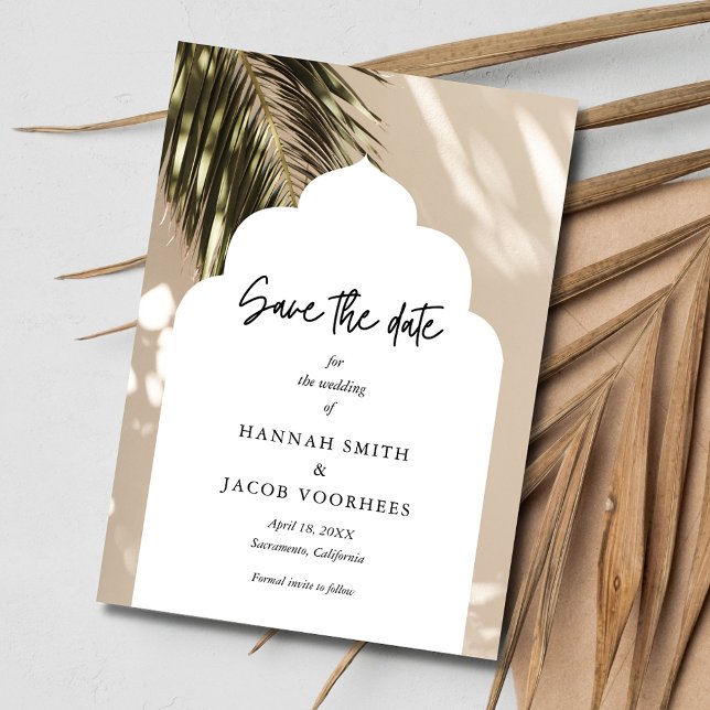 Handflatan Beach Wedding Photo Save Date Spara Datumet (Palm Beach Wedding Photo Save the Date)