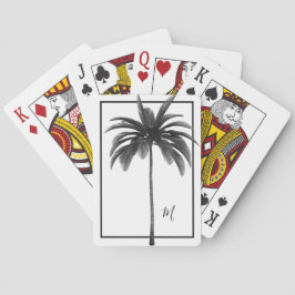 Handflatan Blck White Tropical Elegant Monogram Casinokort
